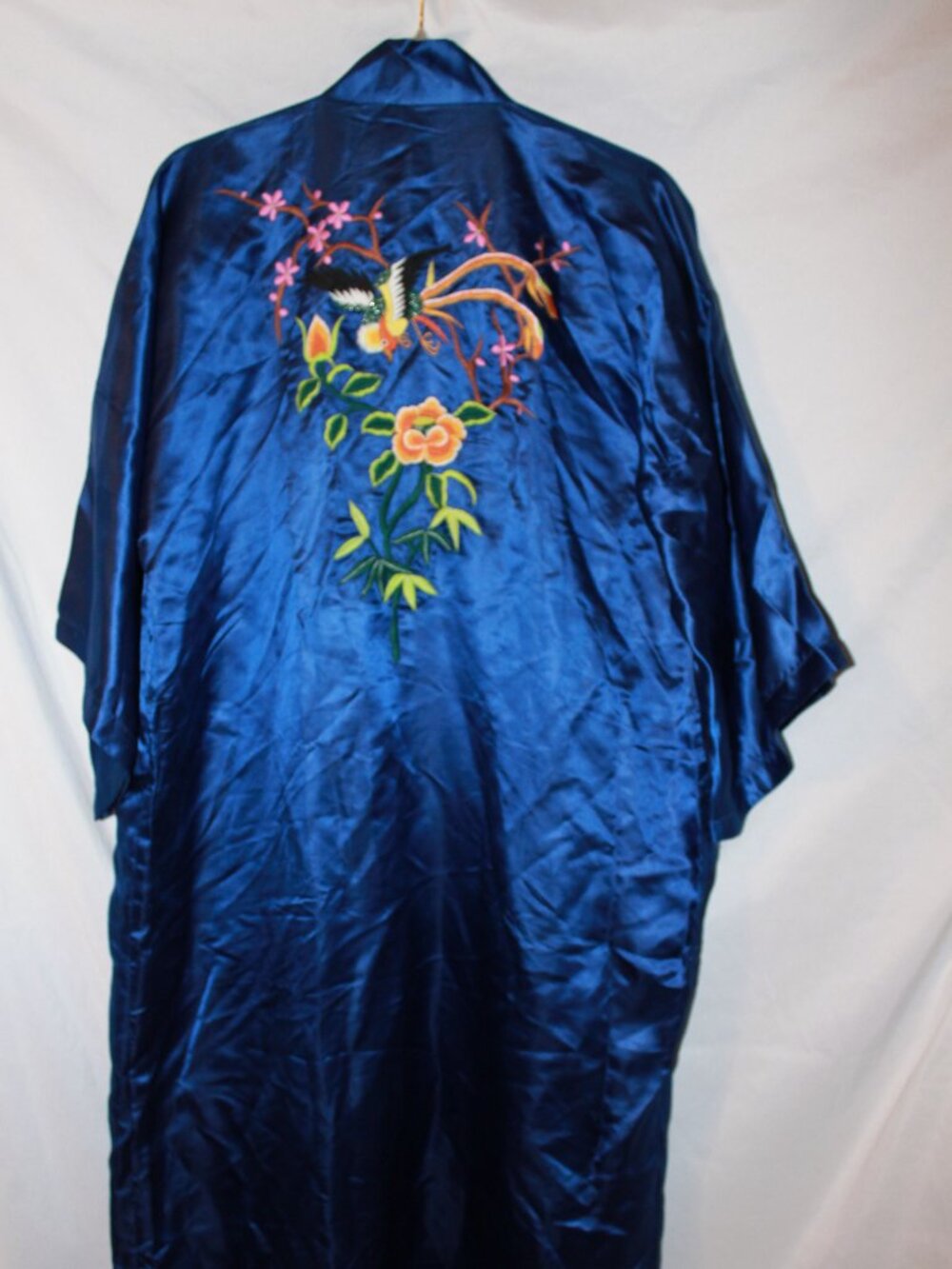 Vintage Royal Blue Silk Lounge Robe